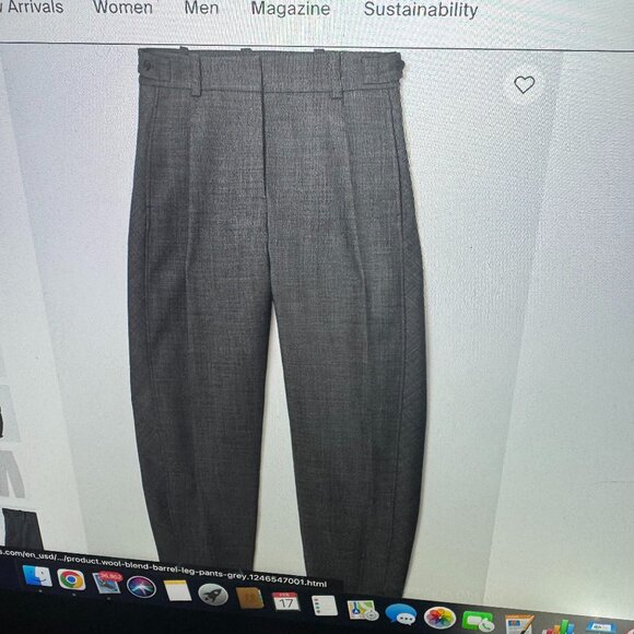 COS Wool-Blend Barrel-Leg Pants, Size 2 - Picture 1 of 4